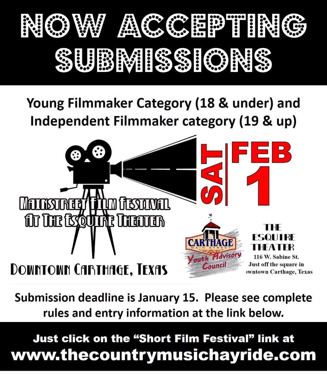Mainstreet Film Festival accepting submissions through Jan. 15